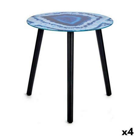 Mesa de apoio Mármore Azul Preto Cristal 40 x 41,5 x 40 cm (4 Unidades) | Tienda24 - Global Online Shop Tienda24.eu