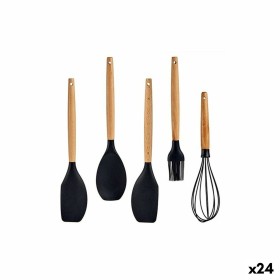 Conjunto de Utensílios de Cozinha Preto Silicone madeira de faia (24 Unidades) de Kinvara, Espátulas - Ref: S3625411, Preço: ...