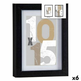 Cornice Portafoto 16 x 21 x 2,5 cm Nero Vetro Legno MDF (6 Unità) di Gift Decor, Cornici da parete e da tavolo - Rif: S362547...