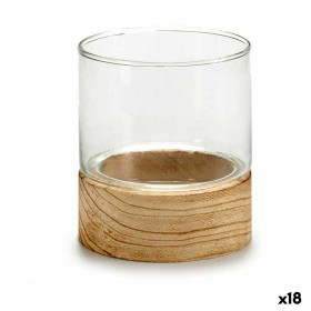 Candleholder Brown Transparent Wood Crystal 10 x 11,1 x 10 cm (18 Units) by Gift Decor, Candelabras and candle holders - Ref:...