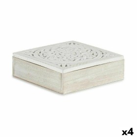 Boîte Décorative Blanc Bois 22 x 7,5 x 22 cm (4 Unités) de Gift Decor, Boîtes - Réf : S3625505, Prix : 29,74 €, Remise : %