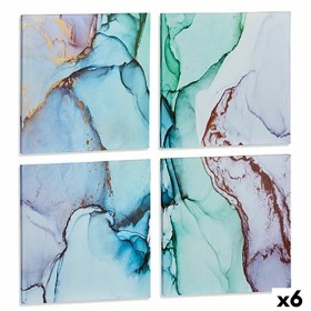 Set of 4 pictures Canvas Marble Blue 35 x 7 x 35 cm (6 Units) by Gift Decor, Prints on Canvas - Ref: S3625516, Price: 45,80 €...