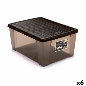 Storage Box with Lid Stefanplast Elegance Brown Plastic 15 L 29 x 17 x 39 cm (6 Units) by Stefanplast, Storage boxes and ches...