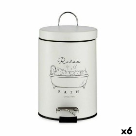 Pedal bin Relax Bath White Black Steel Plastic 3 L (6 Units) by Berilo, Wastebaskets - Ref: S3625805, Price: 40,09 €, Discoun...