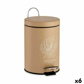 Pedal bin Tropical Bath White Beige Steel Plastic 3 L (6 Units) by Berilo, Wastebaskets - Ref: S3625807, Price: 38,56 €, Disc...