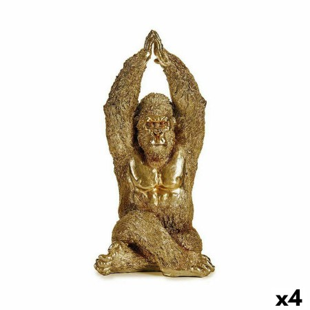 Decorative Figure Yoga Gorilla Golden 17 x 36 x 19,5 cm (4 Units) by Gift Decor, Ornaments - Ref: S3625899, Price: 41,16 €, D...