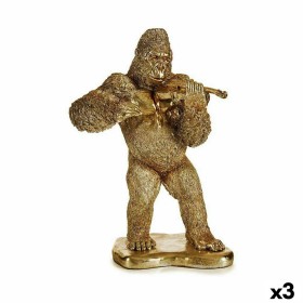 Decorative Figure Gorilla Violin Golden 16 x 40 x 30 cm (3 Units) by Gift Decor, Ornaments - Ref: S3625901, Price: 61,81 €, D...