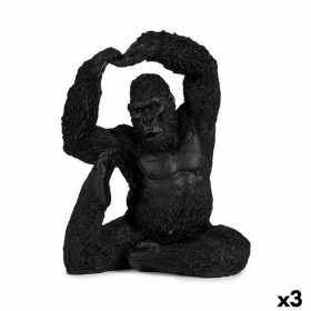 Decorative Figure Yoga Gorilla Black 15,2 x 31,5 x 26,5 cm (3 Units) by Gift Decor, Ornaments - Ref: S3625917, Price: 43,49 €...