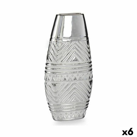 Vase Width Silver Ceramic 7 x 29,5 x 14 cm (6 Units) by Gift Decor, Vases - Ref: S3625960, Price: 29,37 €, Discount: %