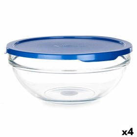 Panier-repas rond avec couvercle Chefs Bleu 1,7 L 20,5 x 9 x 20,5 cm (4 Unités) de Pasabahce, Stockage des aliments - Réf : S...