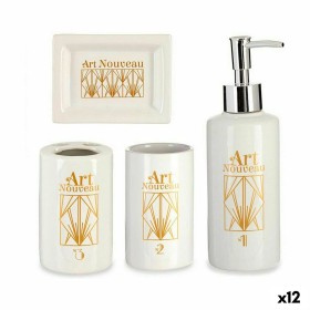 Set de Baño Blanco Dorado Cerámica (12 Unidades) de Berilo, Juegos de accesorios de baño - Ref: S3626075, Precio: 75,52 €, De...