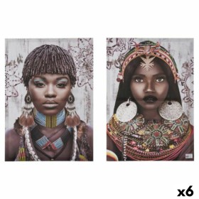 Jeu de 2 tableaux Toile Africaine 70 x 50 x 1,5 cm (6 Unités) de Gift Decor, Impressions sur toile - Réf : S3626078, Prix : 7...