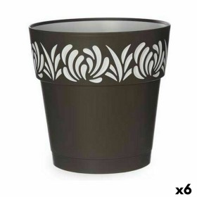 Self-watering flowerpot Stefanplast Gaia Anthracite Plastic 25 x 25 x 25 cm (6 Units) by Stefanplast, Flower Pots - Ref: S362...