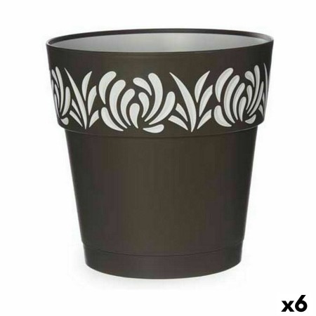 Vaso Autoirrigável Stefanplast Gaia Antracite Plástico 25 x 25 x 25 cm (6 Unidades) de Stefanplast, Vasos para flores - Ref: ...