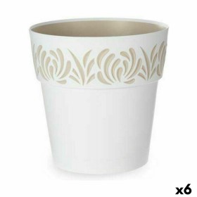 Self-watering flowerpot Stefanplast Gaia White Plastic 29 x 29 x 29 cm (6 Units) by Stefanplast, Flower Pots - Ref: S3626154,...