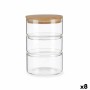 Set de Recipientes de Cocina Herméticos Apilables Transparente Bambú 1,2 L 11,2 x 17,5 x 11,2 cm (8 Unidades) de Vivalto, Alm...