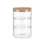 Set de Recipientes de Cocina Herméticos Apilables Transparente Bambú 1,2 L 11,2 x 17,5 x 11,2 cm (8 Unidades) de Vivalto, Alm...