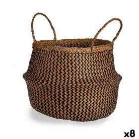 Decorative basket Brown Black Rushes 8 L 36 x 30 x 36 cm (8 Units) by Gift Decor, Storage baskets - Ref: S3626312, Price: 76,...