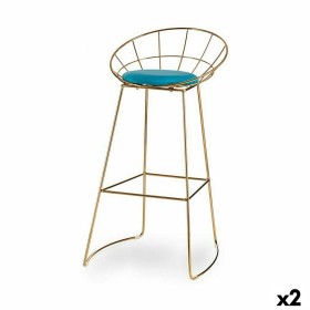 Banqueta Azul Dourado Ferro 51 x 94 x 52 cm (2 Unidades) de Gift Decor, Banquetas - Ref: S3626331, Preço: 160,60 €, Desconto: %