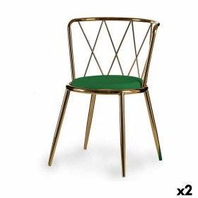 Cadeira Losangos Verde Dourado 50,5 x 73 x 51 cm (2 Unidades) de Gift Decor, Cadeiras - Ref: S3626336, Preço: 148,24 €, Desco...