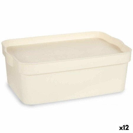 Storage Box with Lid Cream Plastic 6 L 21,5 x 11 x 31,5 cm (12 Units) by Kipit, Storage boxes and chests - Ref: S3626353, Pri...