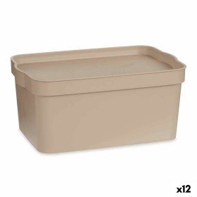 Boîte de rangement avec couvercle Beige Plastique 7,5 L 21,5 x 14,5 x 32 cm (12 Unités) de Kipit, Boîtes et coffres de rangem...