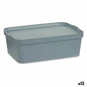 Scatola portaoggetti con coperchio Grigio Plastica 14 L 29,5 x 14,3 x 45 cm (12 Unità) di Kipit, Scatole e cassapanche - Rif:...