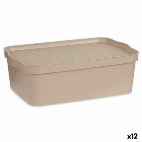 Aufbewahrungsbox mit Deckel Beige Kunststoff 14 L 29,5 x 14,5 x 45 cm (12 Stück) von Kipit, Aufbewahrungsboxen und -truhen - ...