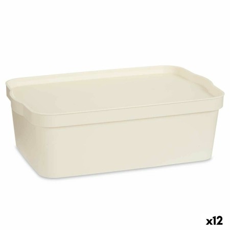 Storage Box with Lid Cream Plastic 14 L 29,5 x 14,3 x 45 cm (12 Units) | Tienda24 - Global Online Shop Tienda24.eu