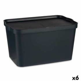 Boîte de rangement avec couvercle Anthracite Plastique 24 L 29,3 x 24,5 x 45 cm (6 Unités) de Kipit, Boîtes et coffres de ran...