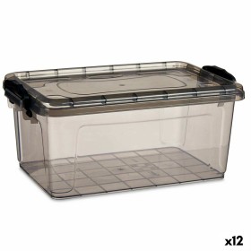 Boîte de rangement avec couvercle Anthracite Plastique 8,5 L 24 x 16 x 37 cm (12 Unités) de Kipit, Boîtes et coffres de range...