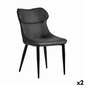 Fauteuil Noir Anthracite Acier 49 x 86 x 60 cm (2 Unités) de Gift Decor, Chaises - Réf : S3626377, Prix : 132,10 €, Remise : %