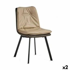 Armchair Buttons Black Beige Grey Steel 62 x 85 x 47 cm (2 Units) by Gift Decor, Chairs - Ref: S3626378, Price: 145,77 €, Dis...