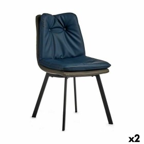 Fauteuil Boutons Bleu Noir Gris Acier 62 x 85 x 47 cm (2 Unités) de Gift Decor, Chaises - Réf : S3626379, Prix : 145,77 €, Re...