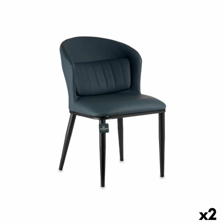 Armchair Circular Blue Black Steel 51 x 83,5 x 54 cm (2 Units) by Gift Decor, Chairs - Ref: S3626428, Price: 163,07 €, Discou...