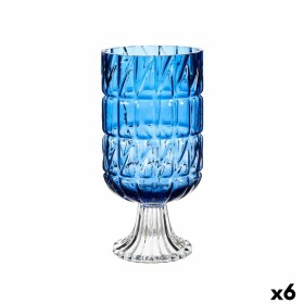 Jarrón Tallado Azul Cristal 13 x 26,5 x 13 cm (6 Unidades) de Gift Decor, Jarrones - Ref: S3626486, Precio: 61,46 €, Descuent...