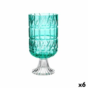 Vase Taillé Turquoise Verre 13 x 26,5 x 13 cm (6 Unités) de Gift Decor, Vases - Réf : S3626487, Prix : 61,46 €, Remise : %