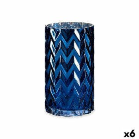 Jarrón Tallado Espiga Azul Cristal 11,3 x 19,5 x 11,3 cm (6 Unidades) de Gift Decor, Jarrones - Ref: S3626495, Precio: 52,62 ...