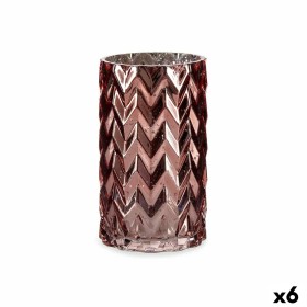 Vase Engraving Ear (of wheat) Pink Crystal 11,3 x 19,5 x 11,3 cm (6 Units) by Gift Decor, Vases - Ref: S3626497, Price: 42,19...