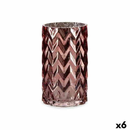 Vaso Lapidado Espiga Cor de Rosa Cristal 11,3 x 19,5 x 11,3 cm (6 Unidades) de Gift Decor, Jarrões - Ref: S3626497, Preço: 42...