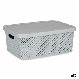 Caixa de Armazenagem com Tampa Cinzento Plástico 13 L 28 x 15 x 39 cm (12 Unidades) de Kipit, Caixas e baús de arrumação - Re...