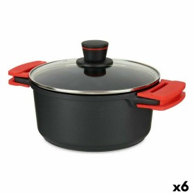 Cacerola con Tapa de Cristal Ø 24 cm Negro Aluminio (6 Unidades) de Kinvara, Cacerolas - Ref: S3626604, Precio: 172,49 €, Des...