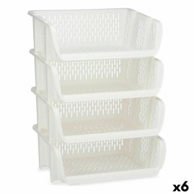 Shelves Fruit Bowl Stackable 4 Pieces White polypropylene 29 x 22 x 39 cm (6 Units) by Kinvara, Shelves and supports - Ref: S...