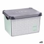 Caja de Almacenaje con Tapa Home Cuadriculado 22 L Gris Plástico 29 x 23,5 x 39 cm (12 Unidades) de Kipit, Cajas y arcones de...