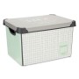 Caja de Almacenaje con Tapa Home Cuadriculado Gris Plástico 17 L 28 x 22 x 37 cm (12 Unidades) de Kipit, Cajas y arcones de a...