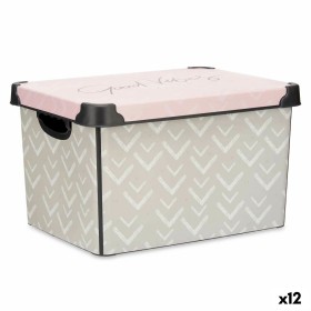 Storage Box with Lid Vibes Arrows 22 L Pink Plastic 30 x 23,5 x 40 cm (12 Units) by Kipit, Storage boxes and chests - Ref: S3...