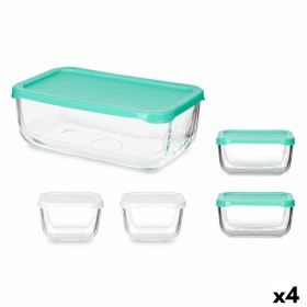 Ensemble de Boîtes à Lunch Snow Box Rectangulaire Blanc Turquoise (4 Unités) de Pasabahce, Stockage des aliments - Réf : S362...