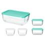 Conjunto de Lancheiras Snow Box Retangular Branco Turquesa (4 Unidades) de Pasabahce, Armazenamento de alimentos - Ref: S3626...