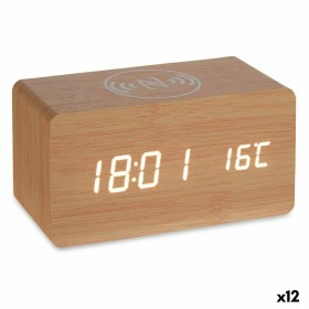 Montre-Réveil avec Chargeur sans Fil Marron (12 Unités) de Gift Decor, Réveils - Réf : S3626730, Prix : 163,81 €, Remise : %