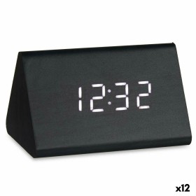 Relógio Digital de Mesa Preto PVC Madeira MDF 11,7 x 7,5 x 8 cm (12 Unidades) de Gift Decor, Relógios de secretária - Ref: S3...